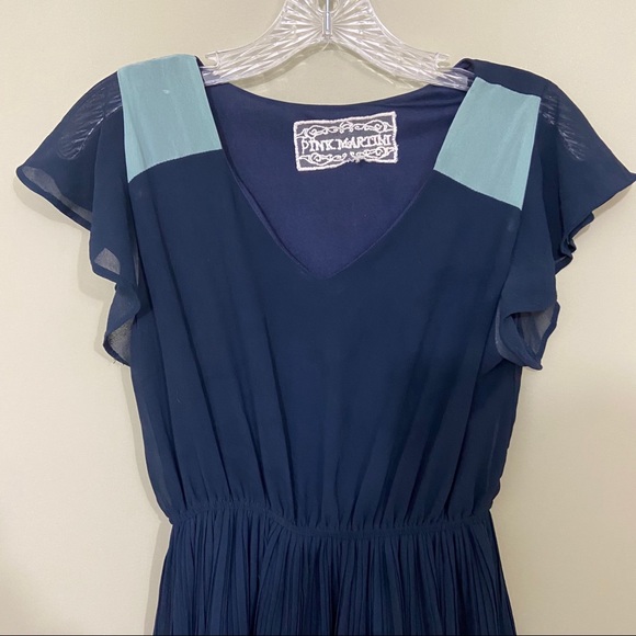 Pink Martini Sz Sm Chiffon Pleated Dress - Picture 3 of 5